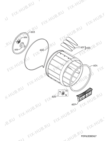 Взрыв-схема сушильной машины Electrolux EW2C327R1 - Схема узла Functional parts 267